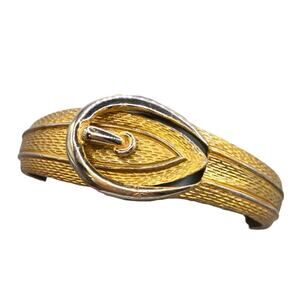 Bracelet Vintage Avon Belt Buckle Bracelet Clamper 70s 80s Textured Gold Tone